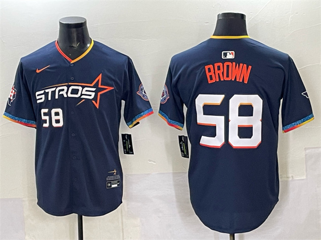 Men's Navy Houston Astros #58 Hunter Brown 2025 City Connect Limited Stitched Baseball Jersey